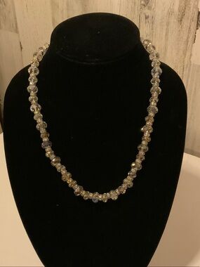 Crystal Bead Necklace in Iridescent Gray - Women Jewelry